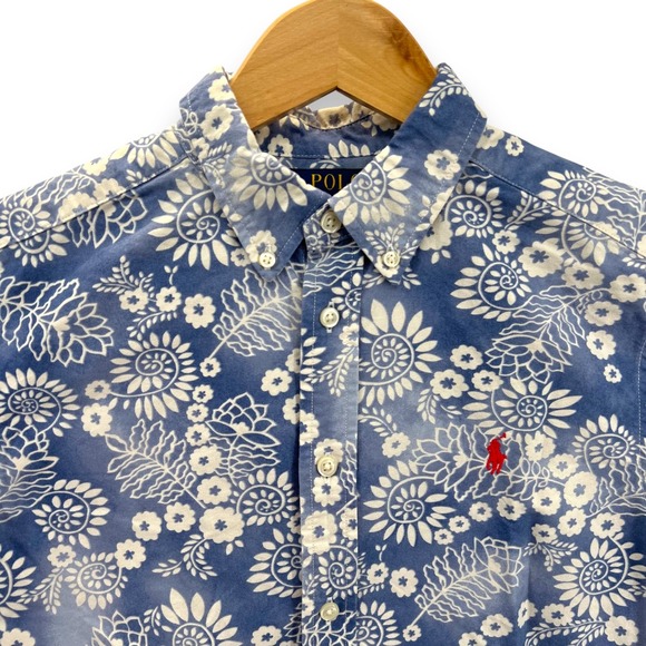Polo Ralph Lauren Other - Polo Ralph Lauren Boys Short Sleeve Button Down Shirt Blue Floral Print L 14/16